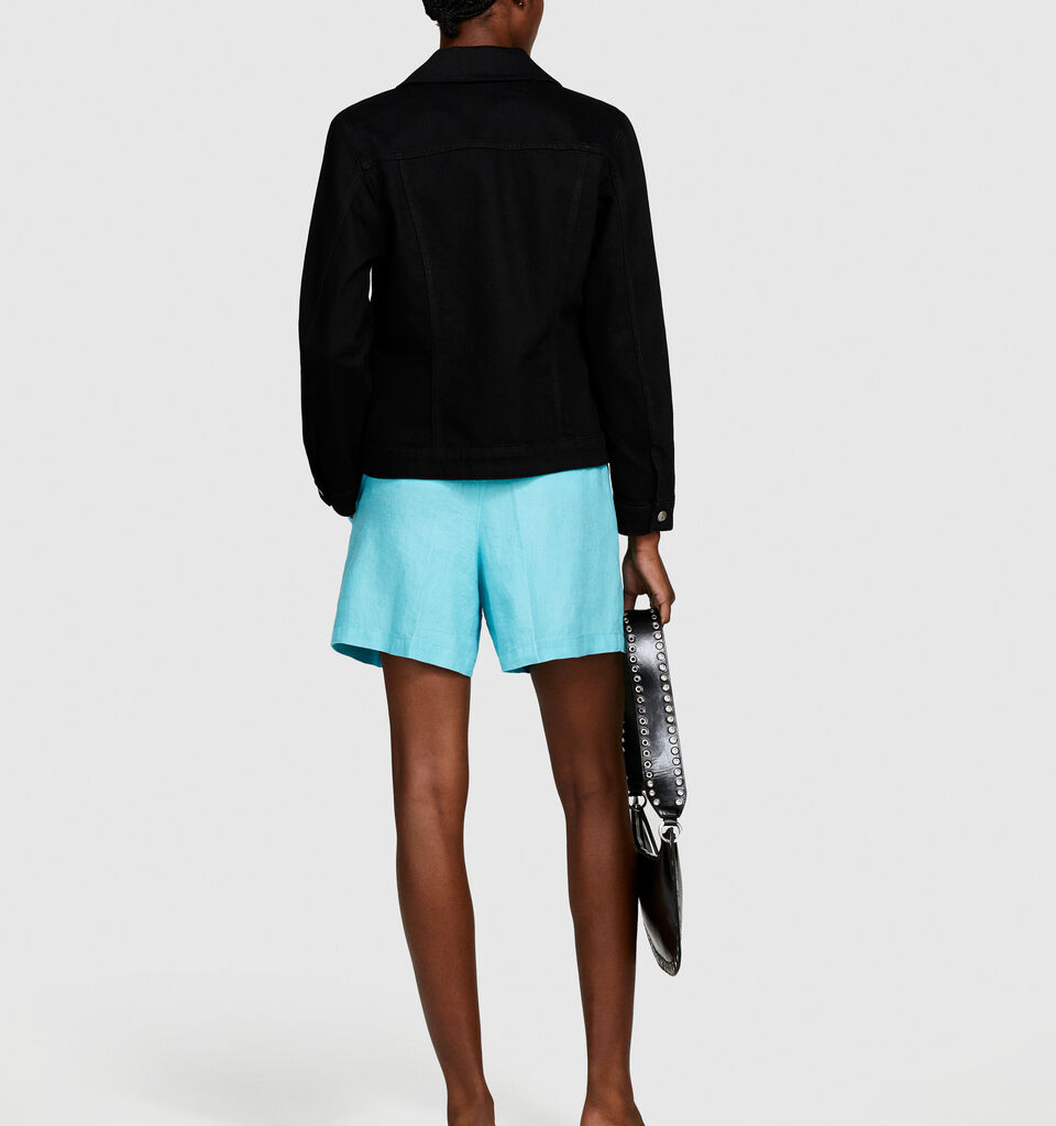 100% linen shorts - women's shorts - Turquoise | Sisley image number 3